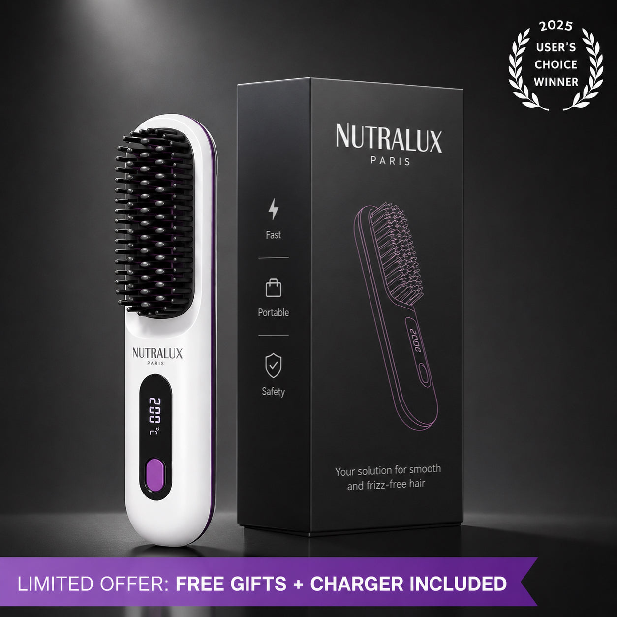 NutraLux Portable Straightening Brush